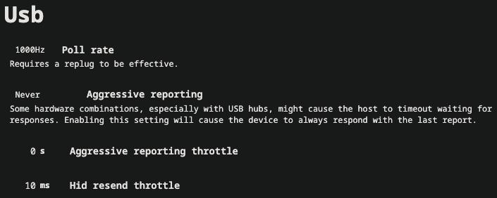 The Usb settings box